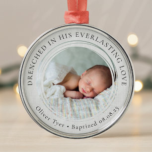 Baptism Boy Girl Photo Keepsaké Julgransprydnad Metall