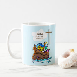 Baptism Boy Noahs Ark, Cute Animals Personlig Kaffemugg