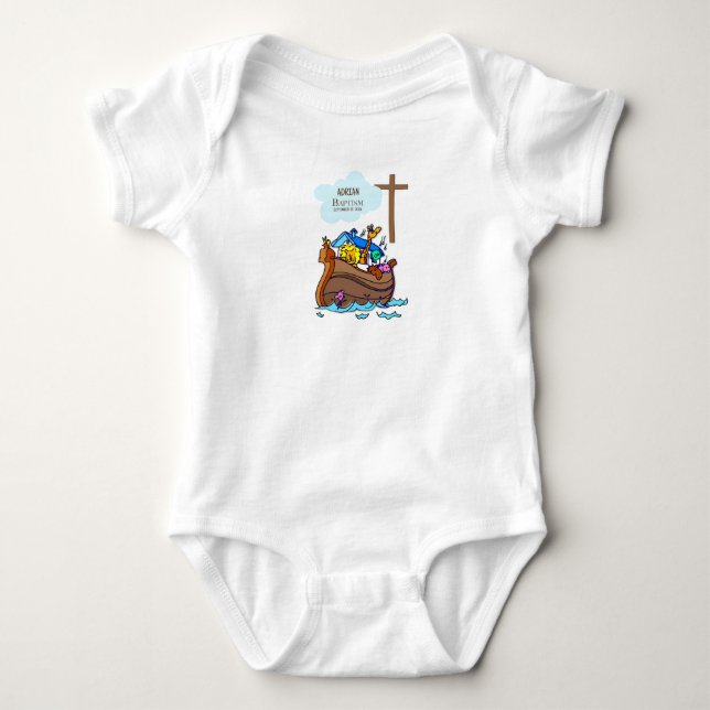 Baptism Boy Noahs Ark, Cute Animals Personlig T Shirt (Framsida)