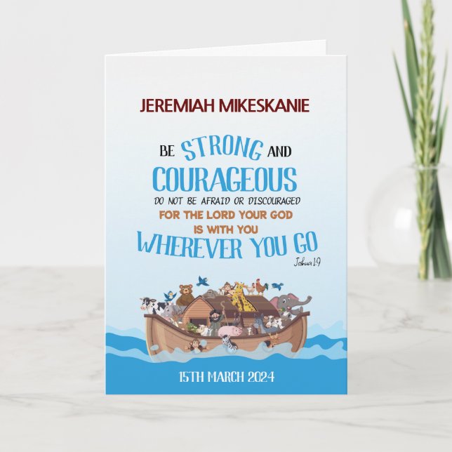 Baptism Boy Noahs Ark-tema Kort (Framsida)
