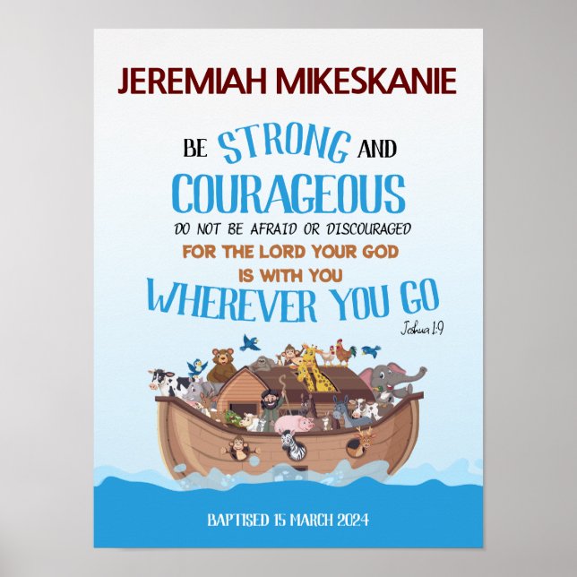 Baptism Boy Noahs Ark-tema Poster (Framsidan)