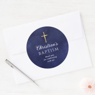 Baptism Boy Royal Blue Tack Runt Klistermärke