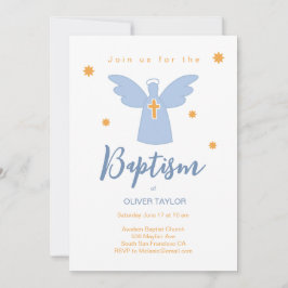 Baptism Christening Angel och Stars-inbjudan Inbjudningar