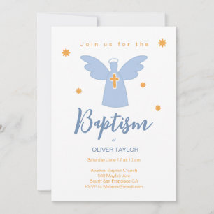 Baptism Christening Angel och Stars-inbjudan Inbjudningar