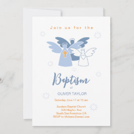 Baptism Christening Änglar bjudan Inbjudningar
