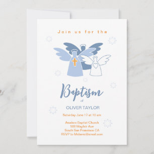 Baptism Christening Änglar bjudan Inbjudningar