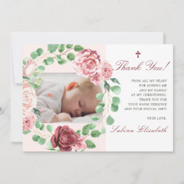 Baptism Christening Baby Garden Blommigt Photo Tack Kort