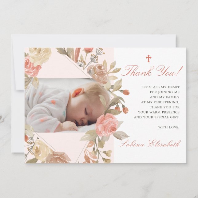 Baptism Christening Baby Ro Garden Photo Tack Kort (Framsida)