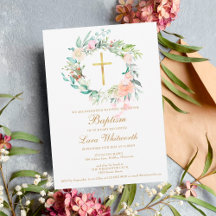 Baptism Christening Blommigt Watercolor Garland