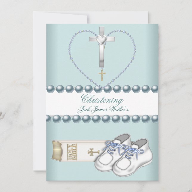 Baptism Christening Boy Rosa White Blue (Framsida)