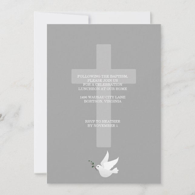 Baptism/ Christening-ceremonin inbjudan (Baksida)