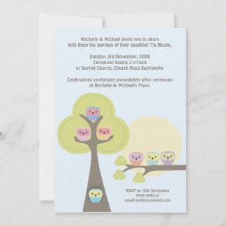 Baptism Christening Ceremony Cute Uggla bjudan Inbjudningar