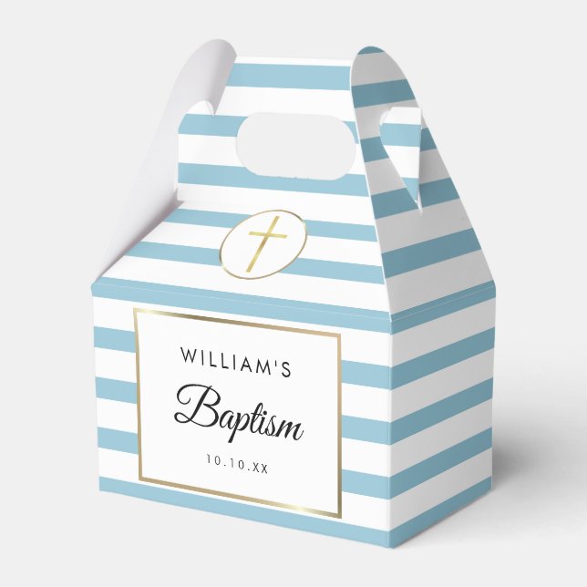 Baptism Christening Cute Blue Rand Favor Box Presentaskar (Framsidan Sidan)