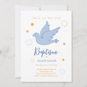 Baptism Christening Dove and Stars-inbjudan Inbjudningar