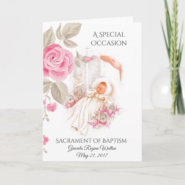Baptism Christening Girl Christian Baptism Inbjudan (Framsida)