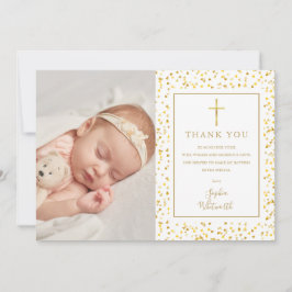 Baptism Christening Guld Hearts Confetti Photo Tack Kort