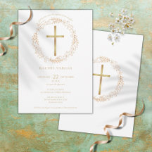 Baptism Christening Guld Kor Blommigt