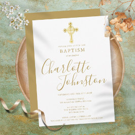 Baptism Christening Guld Kor Namnteckning skript Inbjudningar