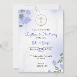 Baptism & Christening Invitation in floral design Inbjudningar