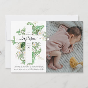 Baptism Christening Kor Greenery Anpassningsbar Ph Tack Kort