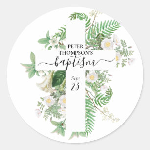 Baptism Christening Kor Greenery Gender Neutral Runt Klistermärke