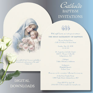 Baptism Christening Mary Jesus Religiösa Inbjudningar