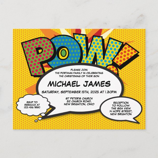 Baptism Christening Modern Roligt Tal Bubbles Inbjudan Vykort (Framsida)