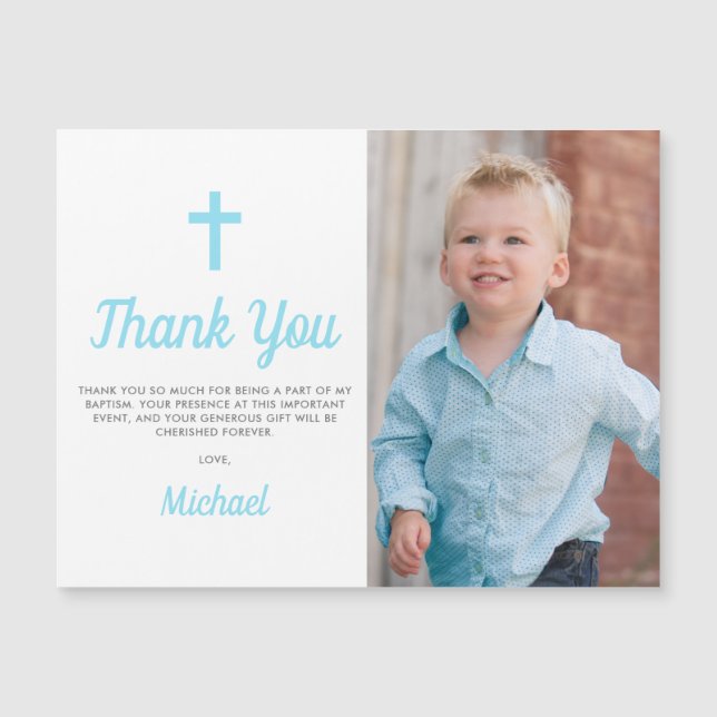 Baptism Christening Photo Magnet - tackkort (Framsida)
