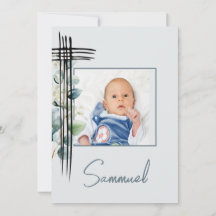 Baptism Christening Photo Male Modern Blue