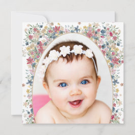 Baptism Christening Photo Modern Fält Flowers Inbjudningar