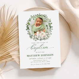 Baptism Christening Photo Ro Blommigt Inbjudningar