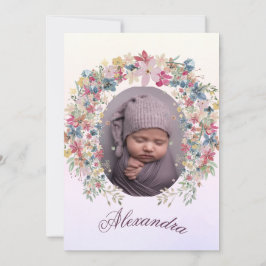 Baptism Christening Photo Rosa Blommigt Girls Inbjudningar