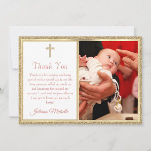 Baptism Christening Religiösa Guld Kor Girl Tack Kort