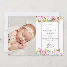 Baptism Christening Ro Blommigt Photo Tack Kort