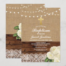 Baptism Christening Ro Burlap Wood Snöre