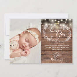 Baptism Christening Rustic String Ljus Photo Tack Kort