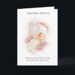 Baptism Christening Scriptural Flicka Ro Kort<br><div class="desc">Det här är en vacker personlig-baptism | Stjärnkort för flicka. Det finns ett kor,  Heliga Spirit,  och en hand i välsignelse med rosa ros. 
En skriptversa finns i kortet med en valfri versa som kan anpassas.</div>