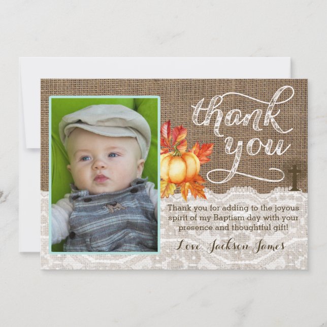Baptism Christening Tack, Pumpkins Kor Tack Kort (Framsida)