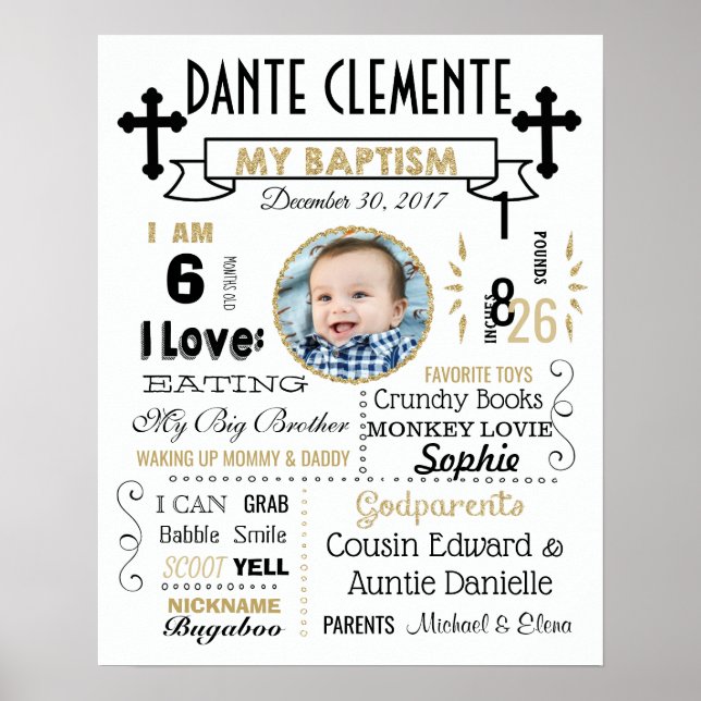 Baptism Christening-tecken poster milsten (Framsidan)