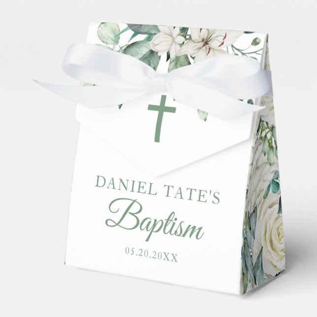 Baptism & Christening White Flowers Eucalyptus Presentaskar (Framsidan Sidan)