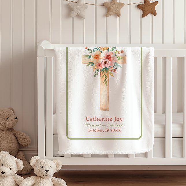 Baptism Custom Name Fleece Blanket Godparents Gift (Skapare uppladdad)
