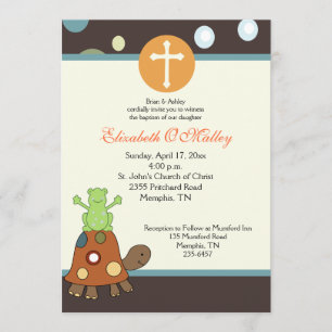 Baptism Dedication 5x7 Frog & Turtle Call Inbjudningar