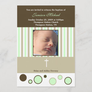Baptism Dedication Boy Tan Brown Bubbles Inbjudningar