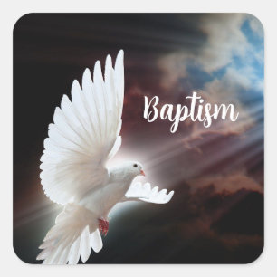 Baptism Dove Sticker Fyrkantigt Klistermärke