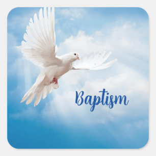 Baptism Dove Sticker Fyrkantigt Klistermärke