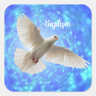 Baptism Dove Stickers Fyrkantigt Klistermärke