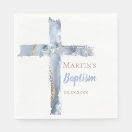 Baptism dusty blue agate Holy Cross Pappersservett