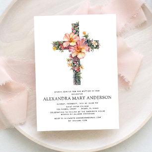 Baptism Dusty Rosa ros Greenery Eucalyptus Inbjudningar