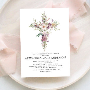 Baptism Dusty Rosa ros Greenery Eucalyptus Inbjudningar