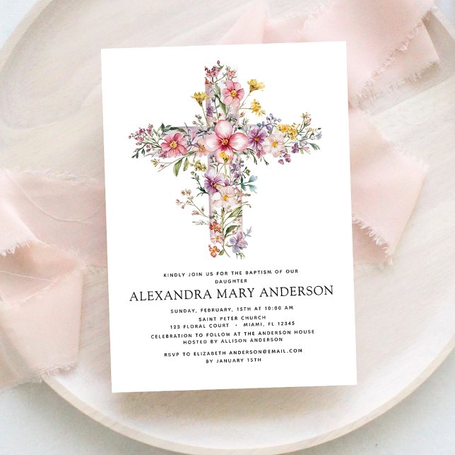 Baptism Dusty Rosa ros Greenery Eucalyptus Inbjudningar (Skapare uppladdad)
